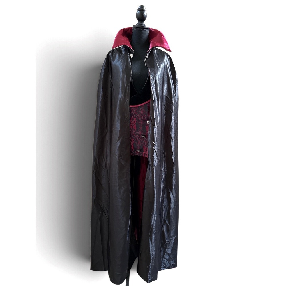 InCharacter Costumes Vampire Cape and Vest Set Black Burgundy Damask Mens XL